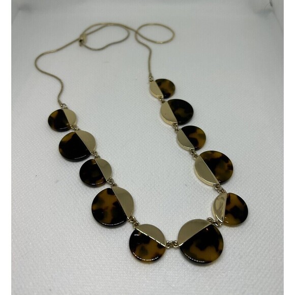 J.CREW Jewelry - J. Crew Faux Tortoise Statement Necklace Shell Black Clear Lariat Clasp